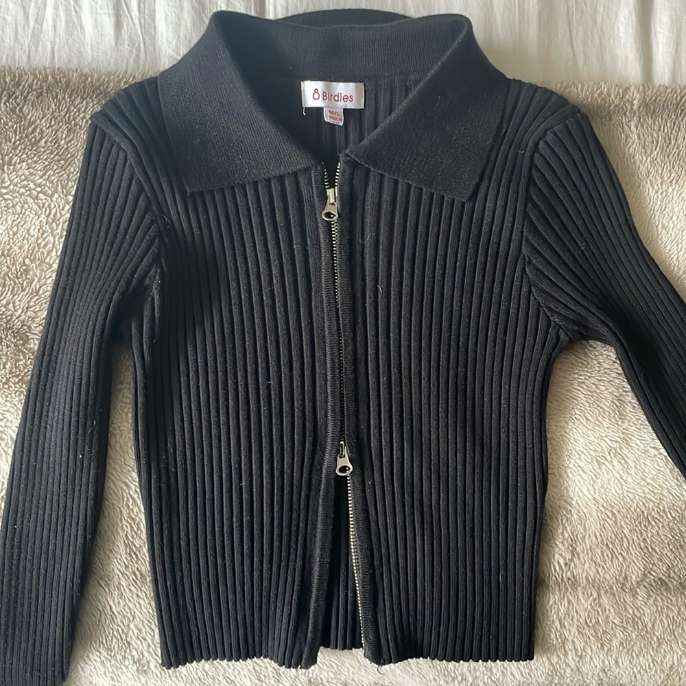 Black Double Zip Cardigan